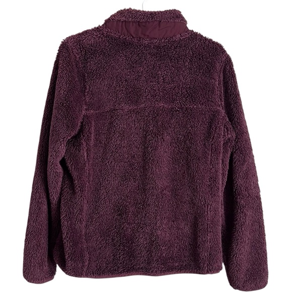 LL Bean Women’s Sherpa Pull Over Fleece Purple Snap Neck Outdoor Gorpcore Small - Picture 2 of 8